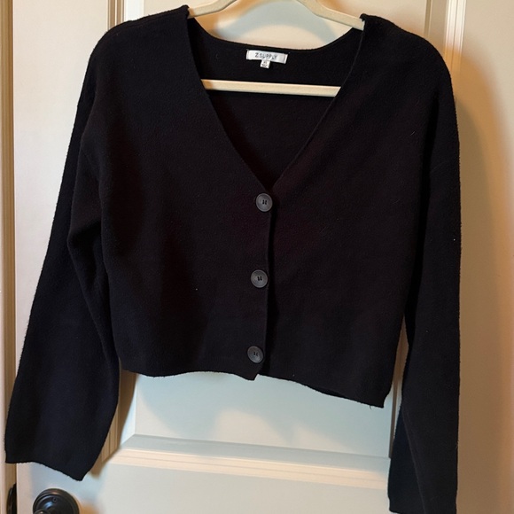 Z Supply Black Cropped Black Cardigan - Picture 1 of 4